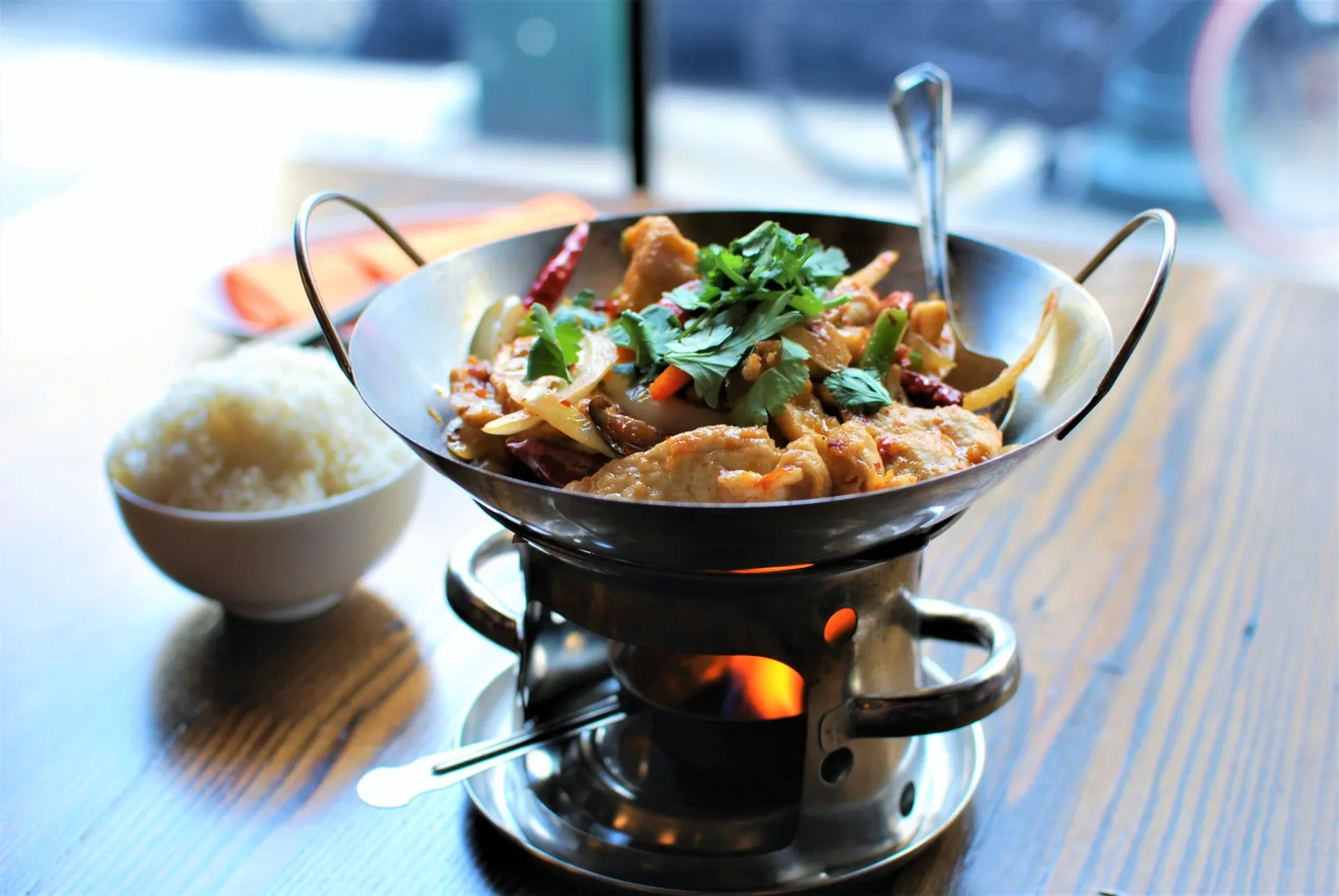 A hotpot on a table at the DanDan Asian restaurant at Suburban Square