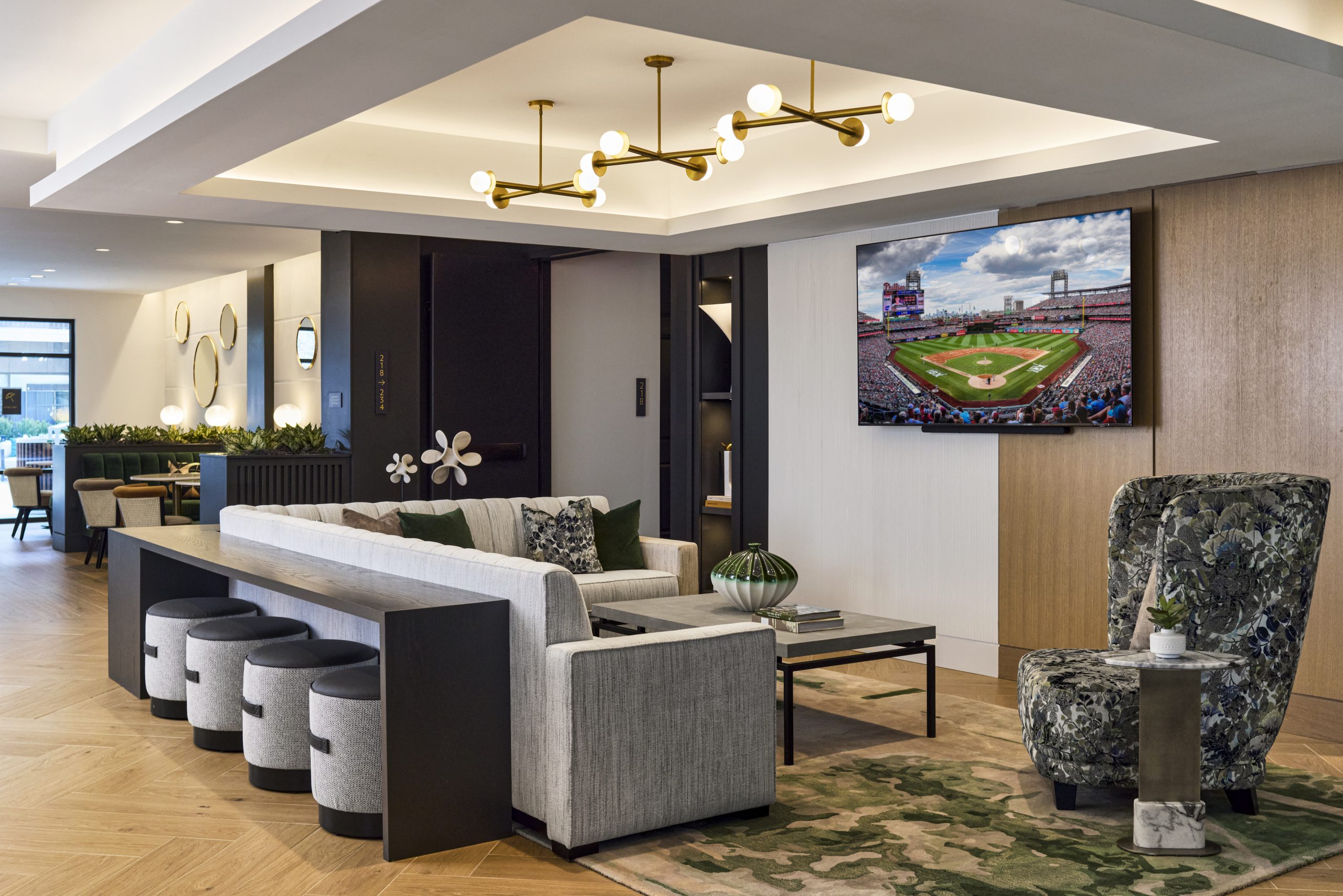 Clubroom with TV and seating