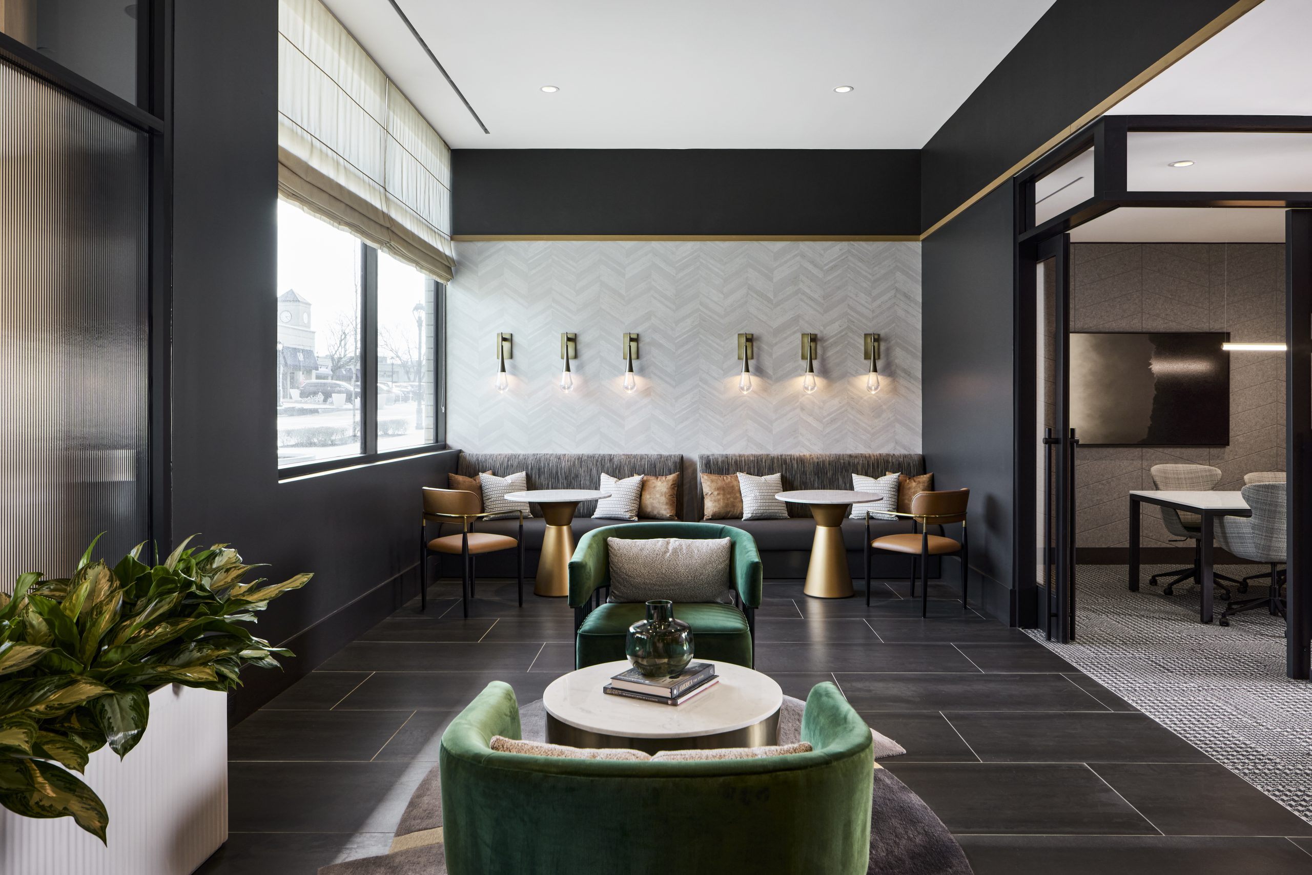 Coulter place coworking spcaes with work pods and abundant seating